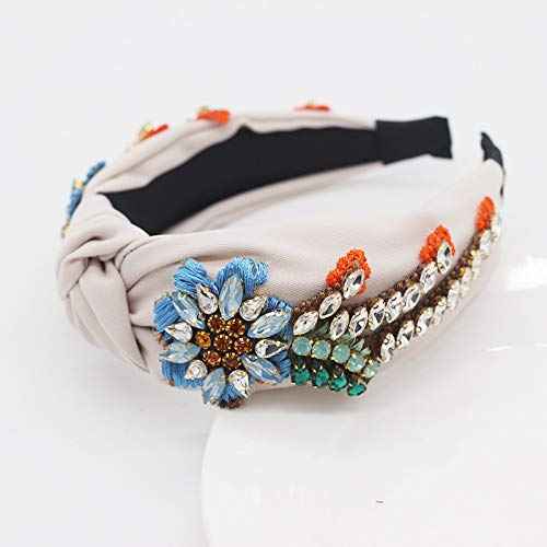QTMY Rhinestone Crystal Headbands for Women,Hair Hoop Accessories Headwear Jewelry,522Beige