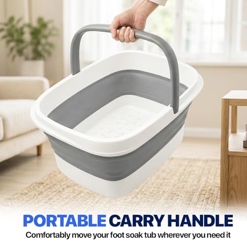 Collapsible Foot Bath with Massage Rollers - Portable Soaking Tub