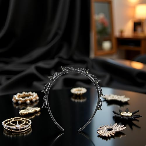 2 Pack Double Bangs Hairpin Headbands with Clips - Black