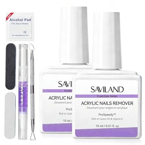 SAVILAND Acrylic Nail Remover Kit - Fast Removal with Cuticle Oil