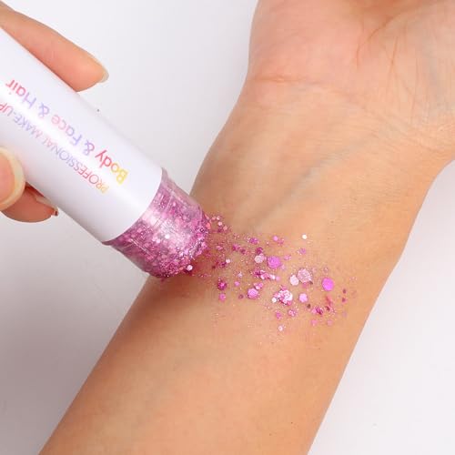 Pink Glitter Stick for Face Body Hair - Waterproof Shimmer