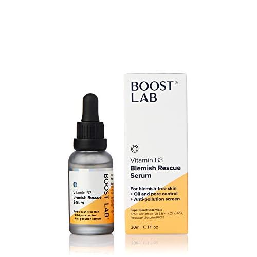 BOOST LAB Vitamin B3 Blemish Rescue Serum - Reduce Skin Blemishes, Acne, Enlarged Pores, Redness and Oily Skin - Simple, Pure & Potent - Paraben, Sulphate, Fragrance & Cruelty Free - 30 ml (1 fl oz)