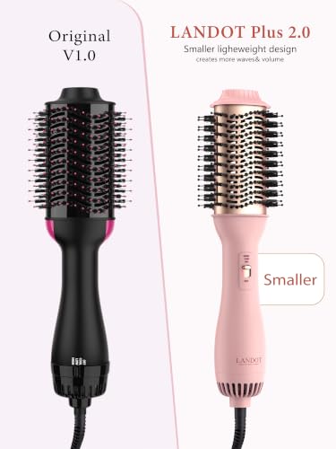 LANDOT 60mm Hair Blow Dryer Brush - 1000W Volumizer & Straightener