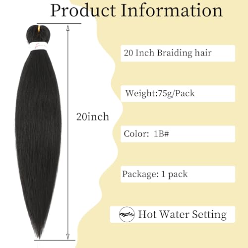 Braiding Hair Pre Stretched 20 Inch Braids Hair Extensions Brown Hair for Braiding Hot Water Setting Braiding Hair Kanekalon Braiding Hair Pre Stretched Hot Water Setting Soft Yaki Braiding Hair