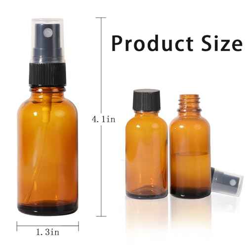 1oz Spray Bottles,Refillable Empty Glass Bottle with Small Fine Mist for Hair,Essential Oil,Plants, Cleaning Solutions(3 Pack)