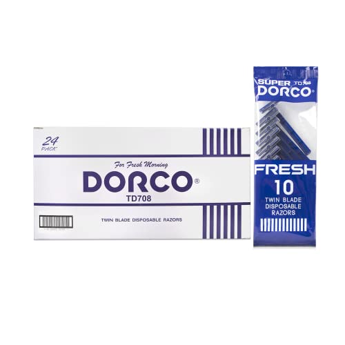 Dorco Fresh Twin Blade Disposable Razors for Men (240 Counts), Smooth & Comfortable Shave, Shaving Razors for Men, Non-Slip Handle, Ideal for Sensitive Skin & Travel (Pack of 2)