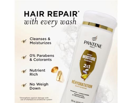 Pantene Pro-V Daily Moisture Renewal 2-in-1 Shampoo & Conditioner, 12 oz