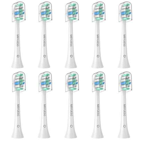 MRYUESG Replacement Toothbrush Heads for Philips Sonicare Replacement Heads, 10 Pack, Electric Tooth-Brush Head Compatible with Phillips, White-Blue