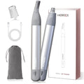 Nose Hair Trimmer for Men & Women - 2in1 Rechargeable Ear and Nasal Hair Trimmer, Waterproof Nose Clipper, Electric Eyebrow Trimmer & Facial Hair Remover Grooming Set (Silver Grey)