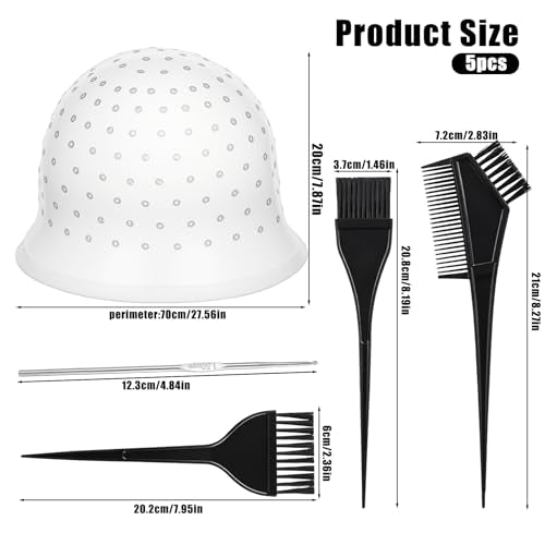 Silicone Highlighting Cap Kit with Brushes - 5PCS Hair Coloring Tools