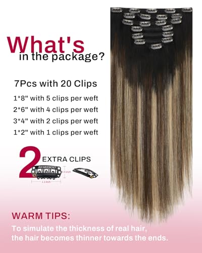 Moresoo Clip-in Hair Extensions Human Hair 18" 120g