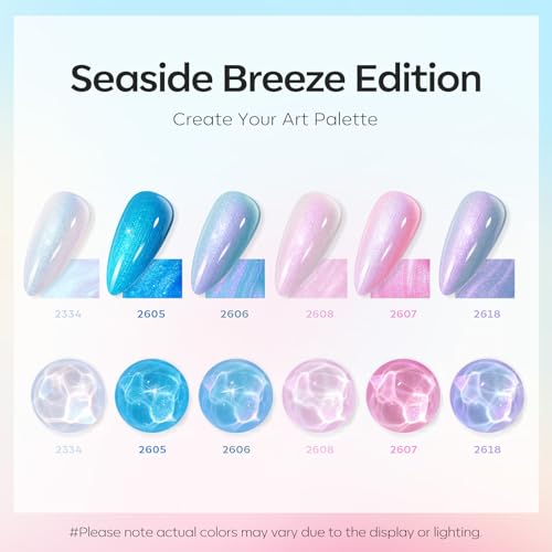 Modelones Gel Nail Polish Set Glitter 6 Colors A A A2 Pearl Legend - Pearl Pink Blue White