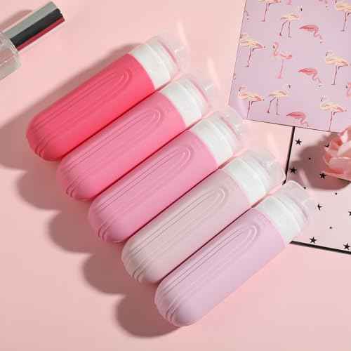 Travel Bottles for Toiletries, 5 Pack TSA Approved Travel Size Containers, 3oz Leak Proof Refillable Travel Accessories for Shampoo Conditioner, BPA Free Travel Bottles with Toiletry Bag