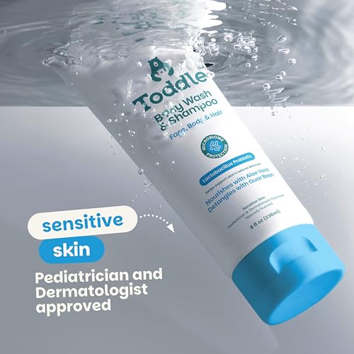 3-in-1 Probiotic Baby Shampoo and Body Wash, Plant-Based Kids¡¯ and Toddler Body Wash for Sensitive Skin with Aloe and Lactic Acid, Fragrance-Free, Pediatrician Tested, 8 oz