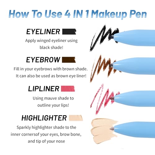 4-in-1 Makeup Pen - Eyeliner, Eyebrow, Lip Liner & Highlighter