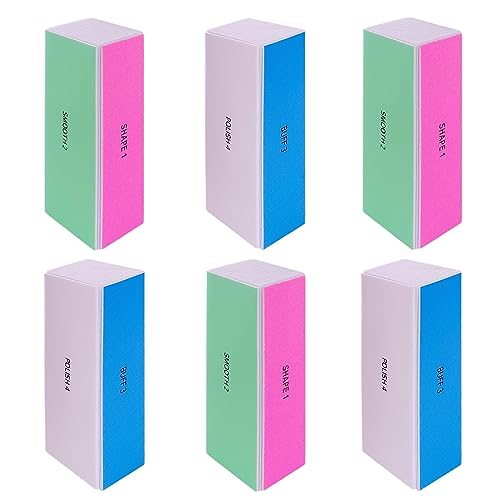 4-Way Nail Buffer Block Set - 6 Pieces for Natural & Acrylic Nails
