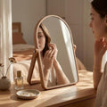 ZOROSY Arched Desk Mirror with Stand – Wood Vanity Makeup Mirror