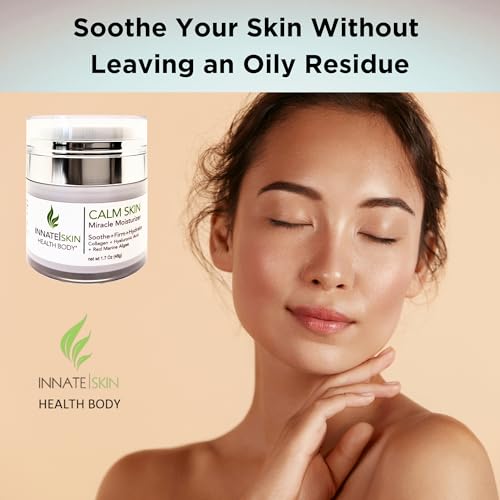 Calm Skin Face Moisturizer | Hyaluronic Acid, Collagen & Red Marine Algae 1.7oz Air Pump