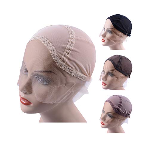 YANTAISIYU Lace Front Wig Cap for Making Wigs with Adjustable Strap Glueless Weaving Cap Wig Caps Swiss Lace Hairnet (Blonde L 23inch)