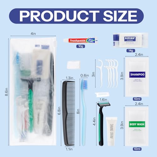 Pack of 50 Travel Size Toiletries Kit Individually Packed,Personal Hygiene Kit for Men Homeless Care Package Supplies Bulk