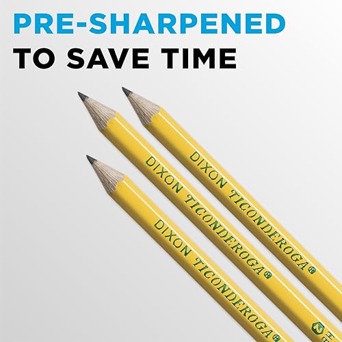 Ticonderoga Pre-Sharpened Wood-Cased Pencils 18 Pack - #2 Graphite, Latex-Free Eraser