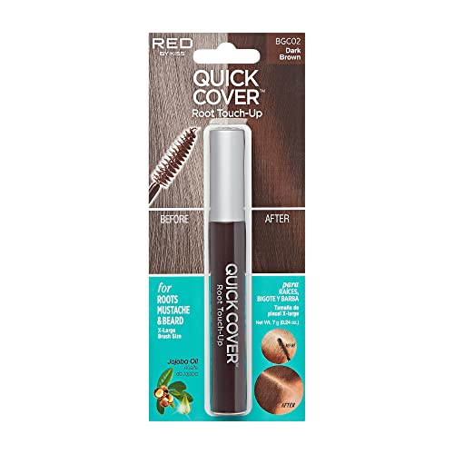 Red by Kiss Dark Brown Root Touch Up Mascara - Waterproof Gray Concealer for Hair & Beard
