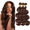 DiexrLamx 3 Bundles Chocolate Brown Body Wave Human Hair 26-30 Inch Virgin Remy