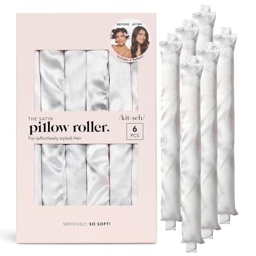 Satin Pillow Flexi Rods 6-Piece Heatless Overnight Hair Curlers Set, Marble