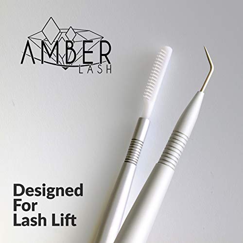 Amber Lash Eyelash Lift Perm Tool Eyelash Separator Stainless Steel Lash Lift Tool with Separation Comb Stick for Eyelash Extensions Supplies (Double Row Brush)