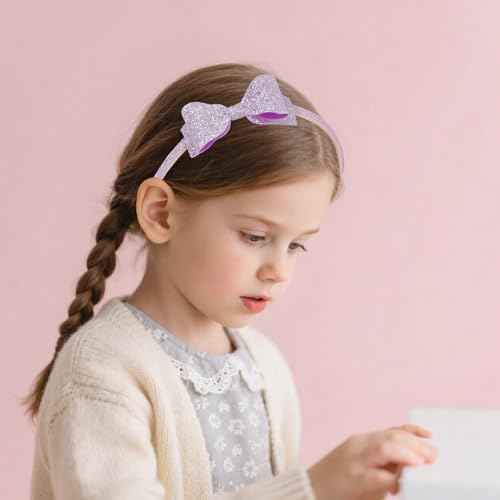 6 pcs Girls Headbands Sweet Girl Hair Accessories Glitter Bow/Flower/Star Hairband Cute Head band for Girls/Kids