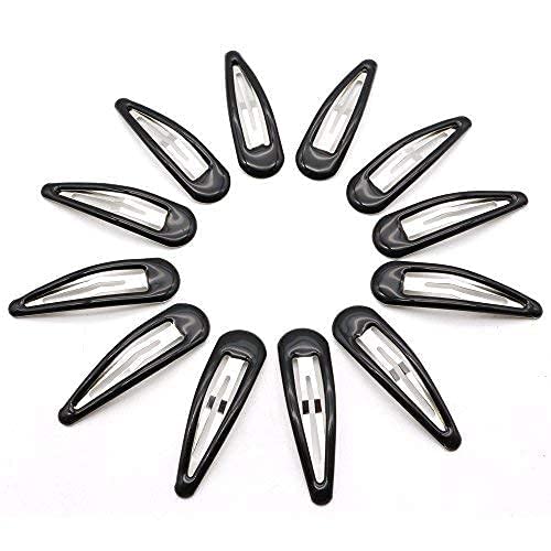 Dofash 5CM/2IN Epoxy Snap Hair Clips for Women Snap Clips for Hair Barrettes Hair Grips Hair Accessories 12 Count/Black Amber