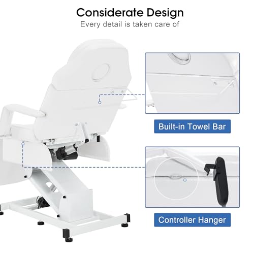 BarberPub 3-Motor Electric Facial Bed, Height-Adjustable Massage Table