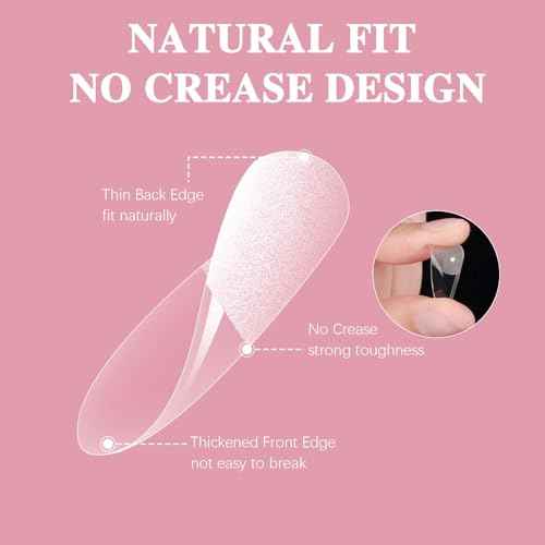 Short Almond Nail Tips, SSWSBYKE 300pcs 15 Sizes Gel Acrylic Nail Tips for Full Cover Pre-Shaped Fake Nails Tips Half Matte Press On Nails for Extension Home DIY Salon