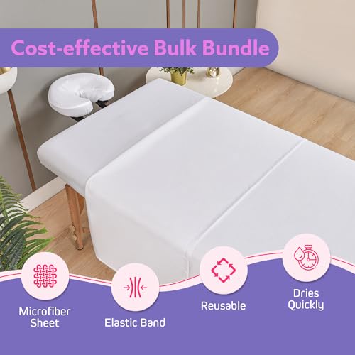 XOLLOZ White 4-Pack Massage Table Sheets Set 36x77 in - Comfortable & Durable