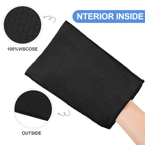 Tatuo 12 Pieces Korean Exfoliating Mitt Exfoliating Cloth Towel Korean Style Body Scrub Korean Style Scrubbing Cloth Bath Body Exfoliating Scrub Towel(Black, Large)