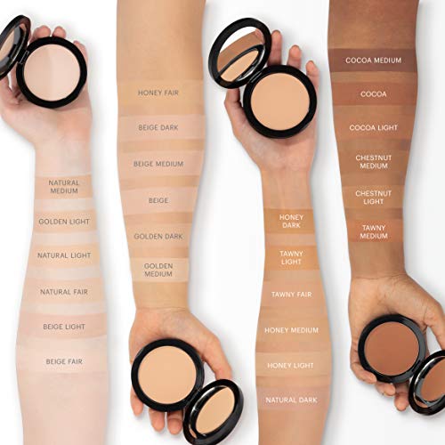 Glo Skin Beauty Pressed Powder Foundation Natural Dark 0.31oz – Long-Wear, Buildable Coverage, Blurring Finish