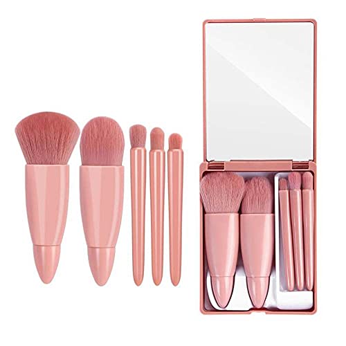 COSHINE 5-Piece Travel Makeup Brush Set with Mirror