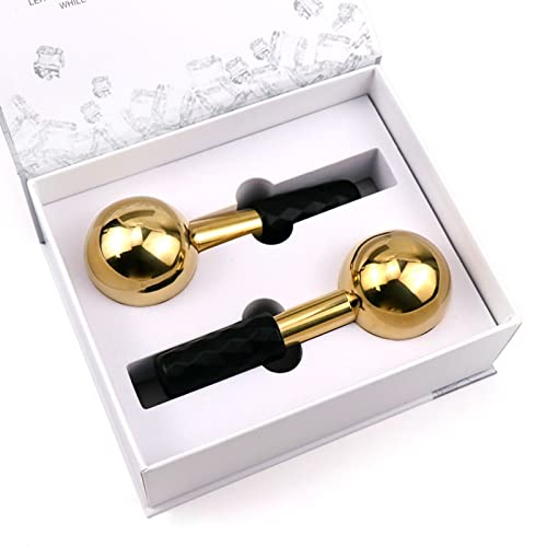 Globes for Facials, Cooling Roller for Face, Cryo Sticks Massager for Face Neck & Eyes, Cold Roller Skin Care for face Puffiness, Dark Circles, Wrinkles, Collagen Production (Gold)