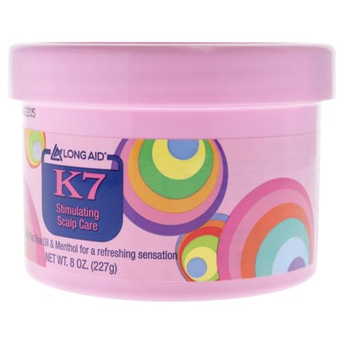 AmPro Long-Aid K7 Stimulating Scalp Care Conditioner - Tea Tree and Castor Oil Nourishes Dry Scalps - Cooling Sensation of Menthol Helps Soothe and Energize - Free of Alcohol and Dyes - 8 oz