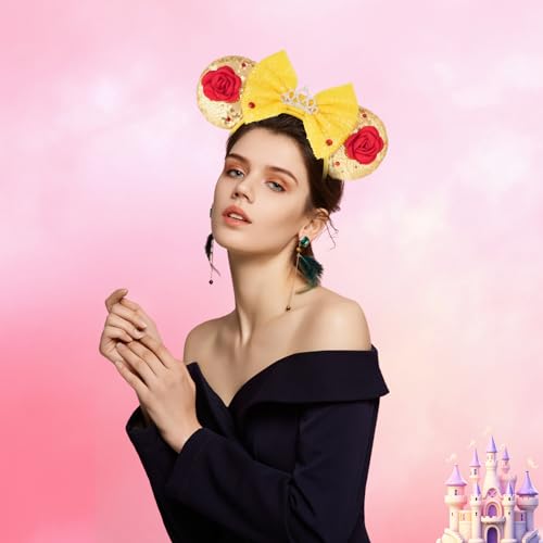 Princess Mouse Ears Headband with Bow for Women & Girls