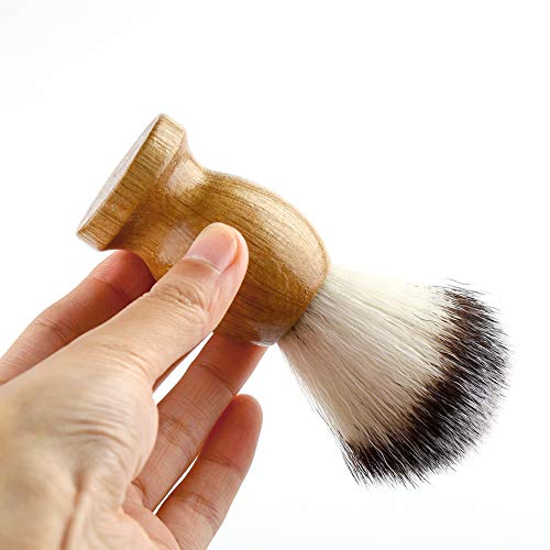 Anbbas Vegan Synthetic Badger Hair Shaving Brush Set for Men with Stand & Bowl, Beech-Synthetic Bristles