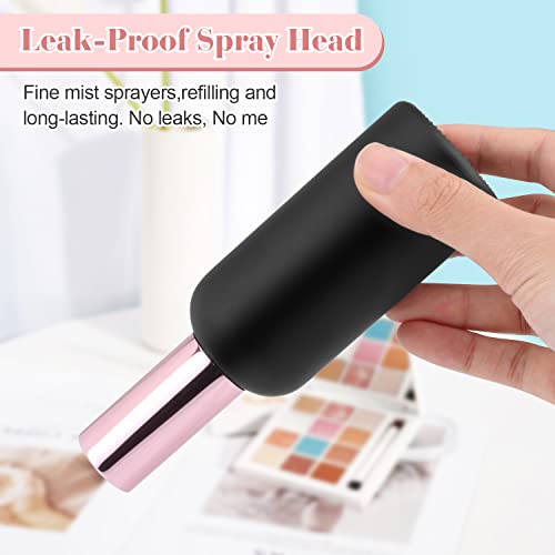 6 Pack 3.4 Oz Black Frosted Glass Spray Bottles,Empty Perfume Fine Mist Atomizer,Rose-Golden Pump Head Travel Liquid Holder Containers for Cologne,Essential Oils,Body Sprays-Funnel&Pipette