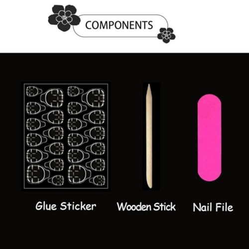 Pink Almond French Press-On Nails with 3D Cherry Design - 24 Pcs