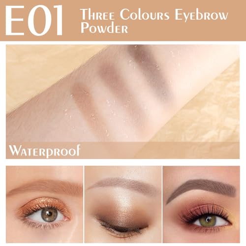 Eyebrow Powder Kit with Brush - 3 Color Brow Palette