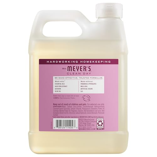 MRS. MEYER'S CLEAN DAY Liquid Hand Soap Refill, Cruelty Free, Hand Wash Made with Essential Oils, Peony Scent, 33 oz