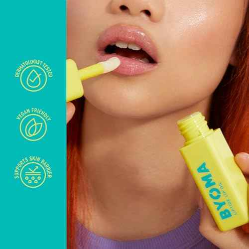BYOMA Liptide Lip Oil - Glossy, Non-Sticky Gloss - Peptide Lip Treatment with Peptides, Avocado & Tamanu Oils - Softens, Plumps, Hydrates - 0.16 oz