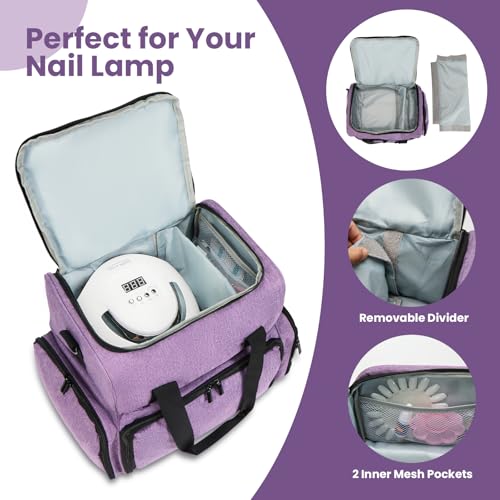 SANDARK Nail Case Holds 70 Bottles (15ml/0.5fl.oz) & Accessories, Purple