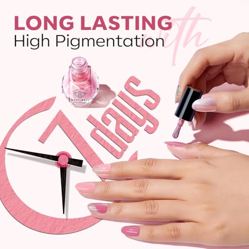 modelones 12-Color Nude Pink Nail Polish Set - Mellow Peach Pink Variant, Quick Dry