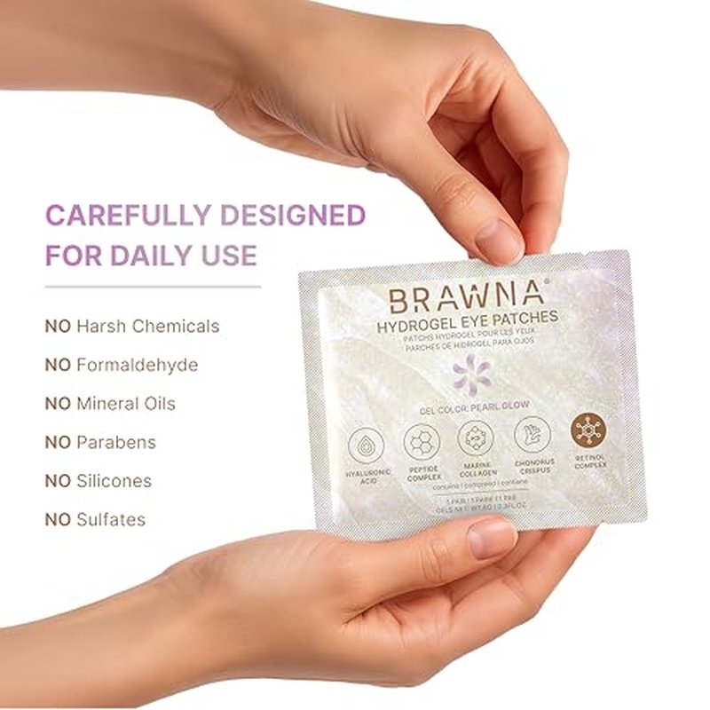 BRAWNA Hydrogel Under Eye Patches - 24 Pairs with Retinol & Hyaluronic Acid