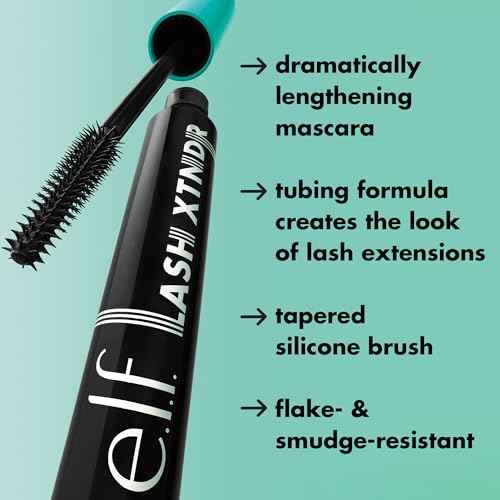 e.l.f. Lash XTNDR Mascara, Made With Tubing Technology For The Look Of Lash Extensions, Clump & Flake Free, Vegan & Cruelty-Free, Pitch Black